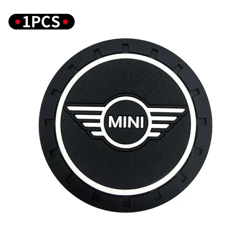 1/2pcs Car Coaster Water Cup Slot Non-Slip Pad Emblem Auto Accessories For Mini Cooper F54 F55 F56 F57 F60 R50 R56 R52 R53 s5