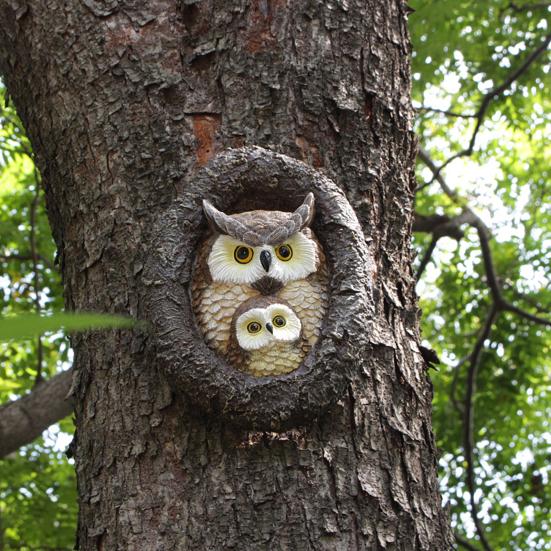 Садовая статуя совы, обнимателя дерева, реалистичный вид, водонепроницаемая, не выцветающая, уличная статуя из смолы для двора, орнамент