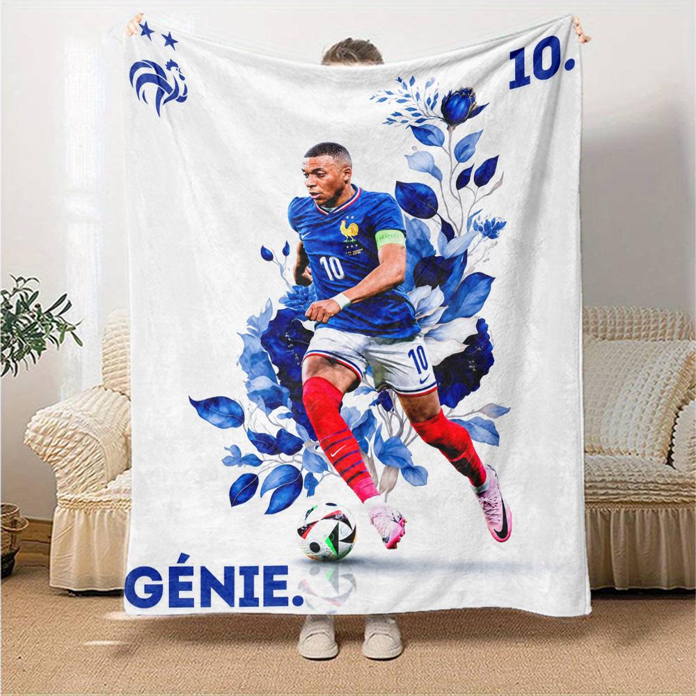 Star Player Kylian Mbappé Blanket Soft & Cozy Perfect for Chair Livingroom Office Four Seasons Universal Playful Design