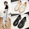 Small Leather Shoes Women's  Spring New British Style Thick-heeled Single Shoes with A Pedal Loafer Women's Shoes