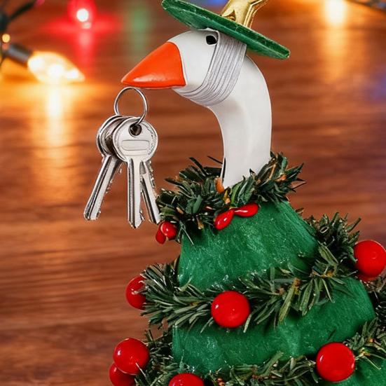 Рождественский наряд для гуся Смешной зеленый костюм гуся для крыльца со шляпой для 23-дюймовой статуи гуся Праздничная одежда для гуся для наружного патио лужайки двора сада декор