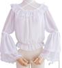 Блузка с длинным рукавом в стиле Лолита с оборками и рукавами принцессы. Белый [Lady Lazy] Женская