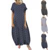 Women's Summer Long Dress Crew Neck Short Sleeve Maxi Dress Casual Dot Printing Bohemian Dresses