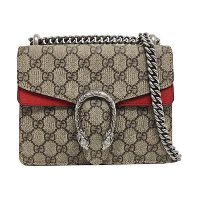 [Pre-Owned] Dionysus Textured Tiger Head Spur Buckle Logo Print Canvas And Suede Chain Shoulder Bag - Very Good #1RXBGTU
