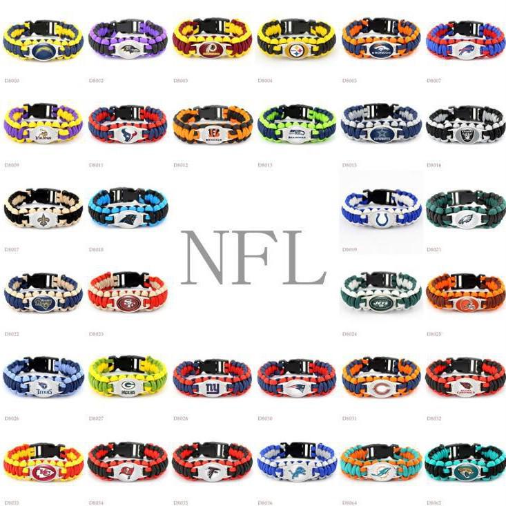 Мужской плетеный браслет из паракорда NFL - 32 варианта команд для европейских и американских спортсменов