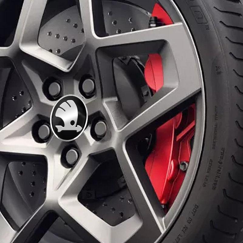 4 шт. 56 мм 60 мм Наклейка на колесо автомобиля Центральная заглушка ступицы Обод Защитная крышка от пыли Эмблема для Skoda Fabia Kodiaq Kamiq Superb Yeti Octavia Enyaq Rapid
