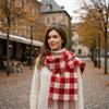 Coldproof Winter Cashmere Scarves Checkered Women Cashmere Shawl Fashion Wool Tassel Scarf  Female