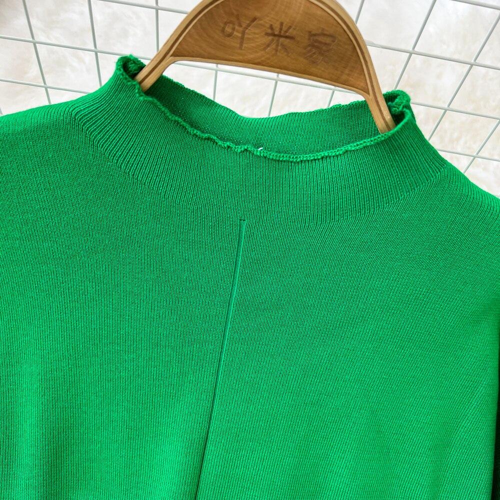 Fashion Collar Loose Long-sleeved Irregular Knit Tops High Waist Thin Straight Pants Two-piece Set