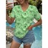 YYFS Женские модные повседневные летние весенние блузки и рубашки с цветочным узором и коротким рукавом с v-образным вырезом