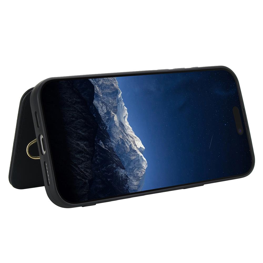 Чехол для iPhone 15 Pro из ПУ-кожи с вышивкой «Тюльпаны», держателем для карт, задней крышкой и плечевым/кистевым ремешком