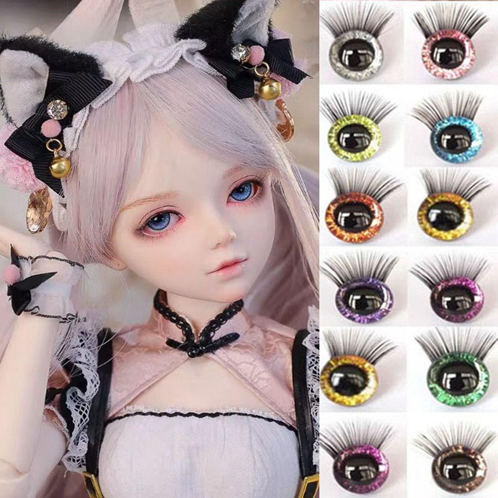 10 Colors Glitter Crystal Eyes 12mm Eyes with Eyelash New Bear Animal Eyes Doll Accessories