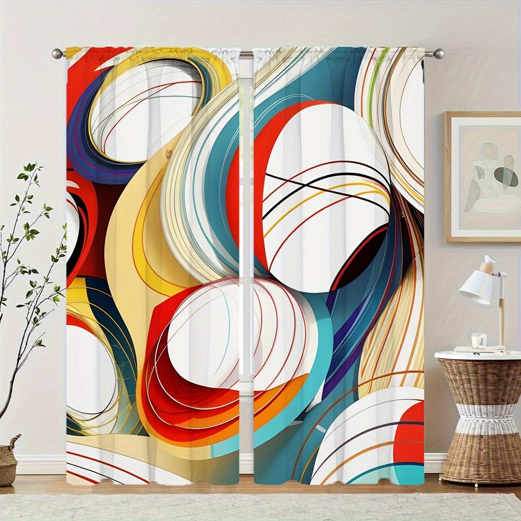2 шт. Абстрактные художественные линии напечатанные шторы защита конфиденциальности водонепроницаемые для гостиной спальни ванной кухни украшения