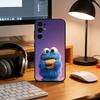 Cute Cartoon C-Cookie Monster Phone Case For Samsung S25,S24,S21,S22,S23,S30,Ultra,S20,Plus,Fe,Soft Silicone Black Cover