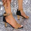 Мода 2024 новый летний Женский сексуальный Мода Высокие каблуки Сандалии Круглый носок Открытый носок Замшевые сандалии Женские Нескользящая Износостойкая обувь