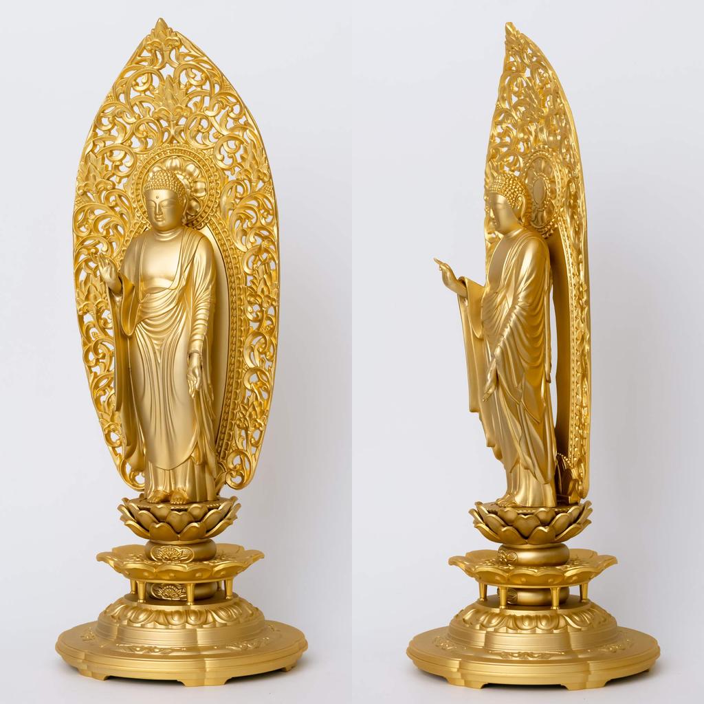 Amitabha Buddha statue, 25cm (gold plated/24k gold), sculptor: Matsuhisa Horin, model: "Jodo sect/Jishu sect", Takaoka bronzeware (Amitabha Buddha/XL)
