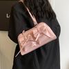 Bowknot Shoulder Bags Solid Color Underarm Bag Vintage Armpit Bag for Girl Women Fashion Tote Leather Handbag