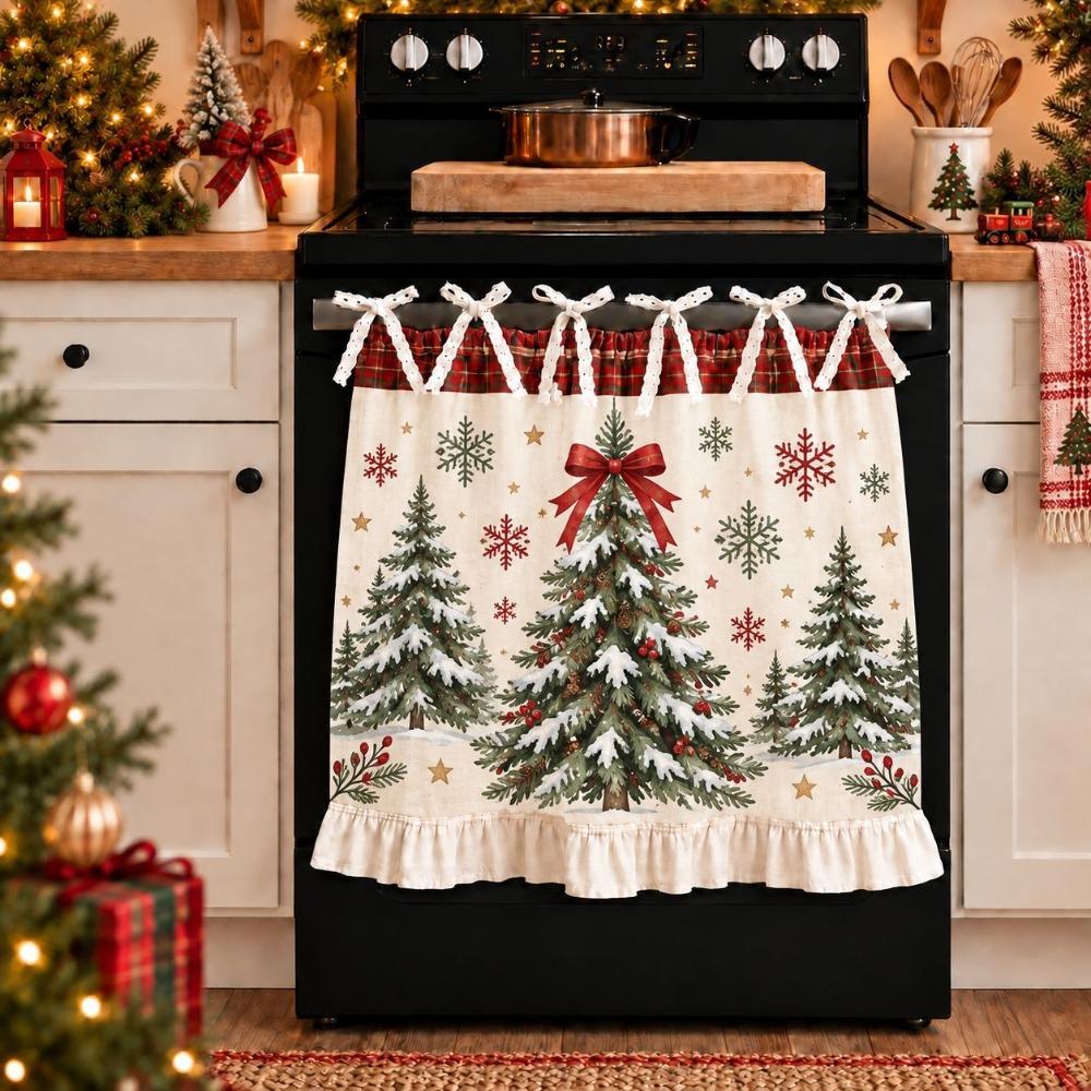 Farmhouse Tie Oven Cover Curtain Pastoral Style Coffee Machine Half Curtain Kitchen