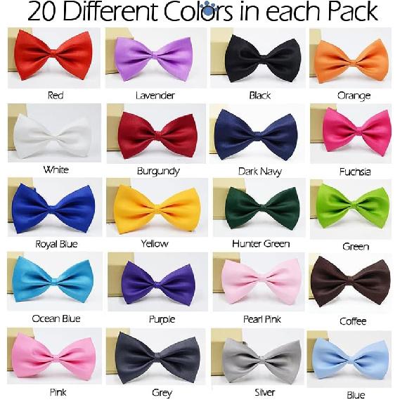 20 Pcs Dog Bow Tie, Bowties for Puppy Dogs, Pet Grooming Accessories Bow Tie Cat Collar Bulk