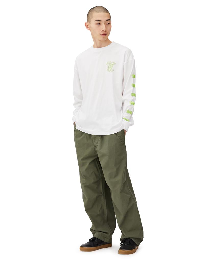 IMPROMES Casual SIDEWAYSTANCE Leaf Long Sleeve T-Shirt, Men's, White