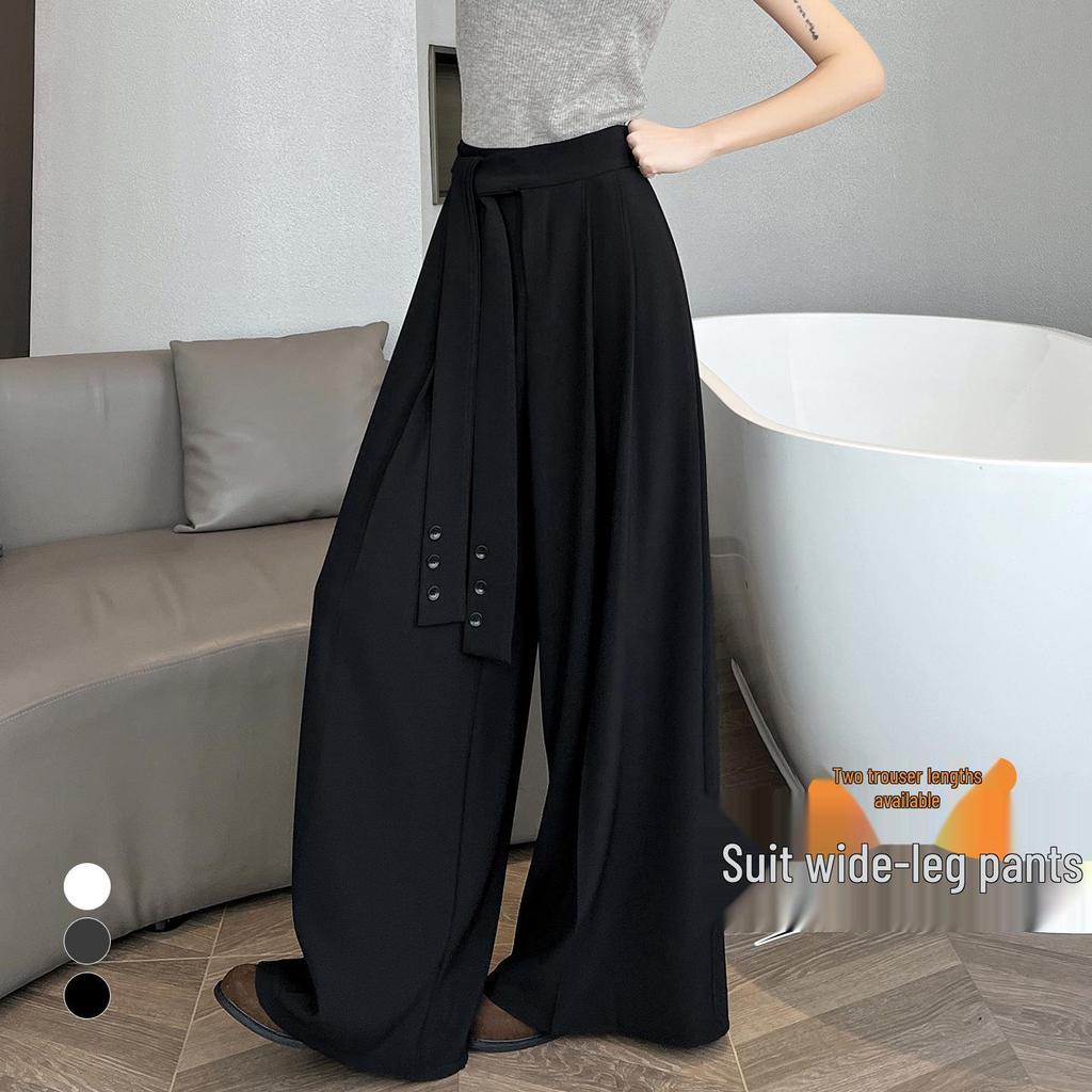 Women's 2026 Spring Strappy Blazer High-Waist Wide-Leg Drape Pants