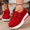 Cross-border Foreign Trade Large Size New European and American Platform Loafers Front Lace-up Wedge Heel Casual Outer Shoes