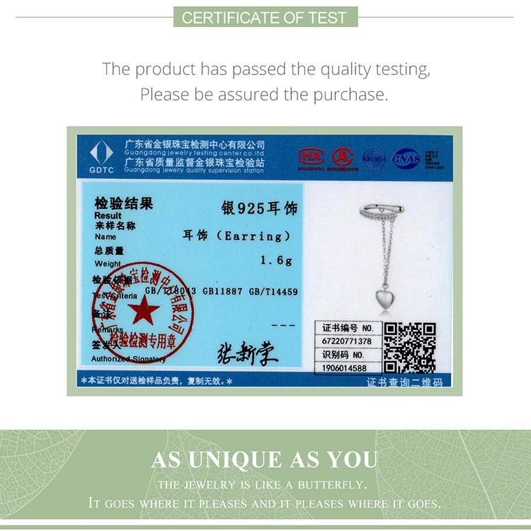 WOSTU Женские серьги-каффы из стерлингового серебра 925 пробы с зеркальными сердечками, изысканные свадебные украшения, подарки