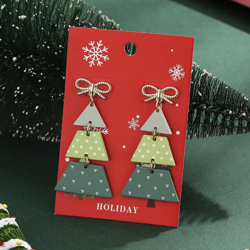 Christmas Tree Earrings, Snowflake Bow Stud Earrings, Polka Dot Personalized Earrings, Earrings, Women's Jewelry.