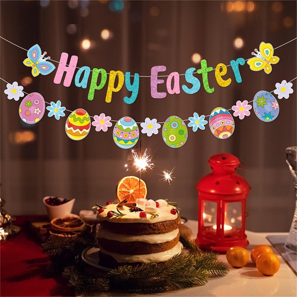 Easter Party Decoration Supplies Carnival Decoration Banner Pulling Banner Easter Egg Patch