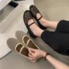 2025 Summer New and Comfortable Flat Bottom Round Toe Mesh Breathable Shallow Mouth Single Shoes Grandma Shoes for Women