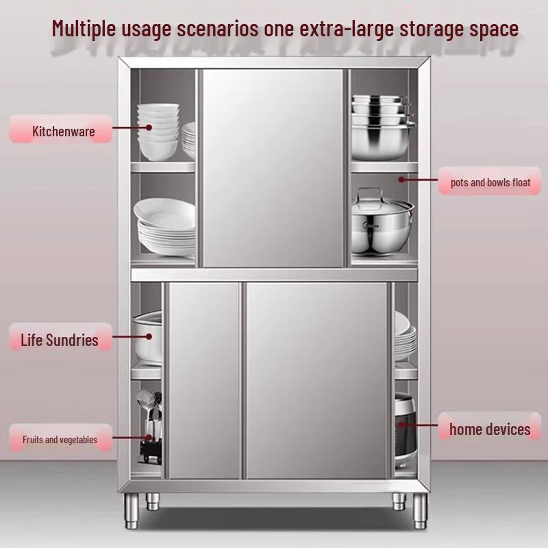 Шучу Утолщенный Кухонный Шкаф для Хранения из Нержавеющей Стали 304