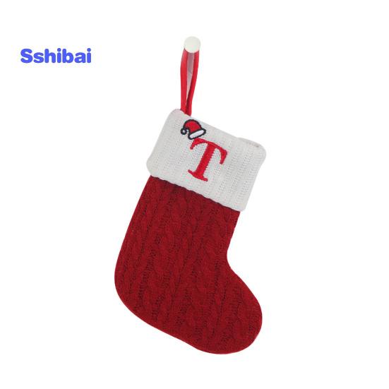 Рождественский чулок с вышитой буквой и подвесной веревкой, тонкая работа, рождественский чулок, праздничное рождественское украшение