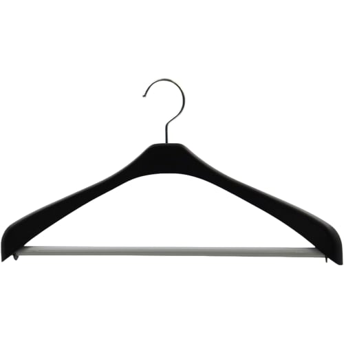 Shinko Hanger Slim Slacks Hanger with Non-Slip Stop Bar, 42cm Wide, "Reverse" Fits Jackets, Slim Stop 42, Black, Swivel Hooks, Made in Japan, 2 Hanger