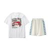 Li Ning Logo Print Round Neck Loose Short Sleeve T-Shirt Comfortable Versatile Skin-Friendly Shorts Casual Sports Set Unisex Set AHSUA21-1+YKSV129-1