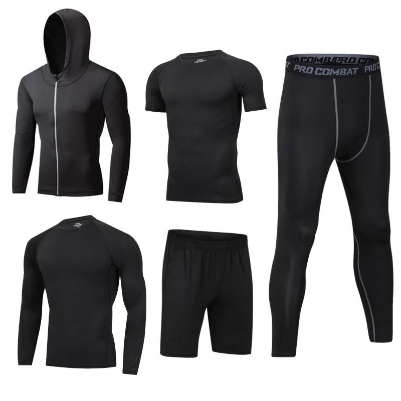 Men's 5-Piece Quick-Dry Sports & Fitness Set: Gym, Running, Basketball - All Seasons