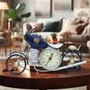 Vintage Royal Bullet Motor Bike with Antique Clock | Rustic Iron Metal Decor Showpiece for Study Table, Desk, Office, Gifts (Blue)