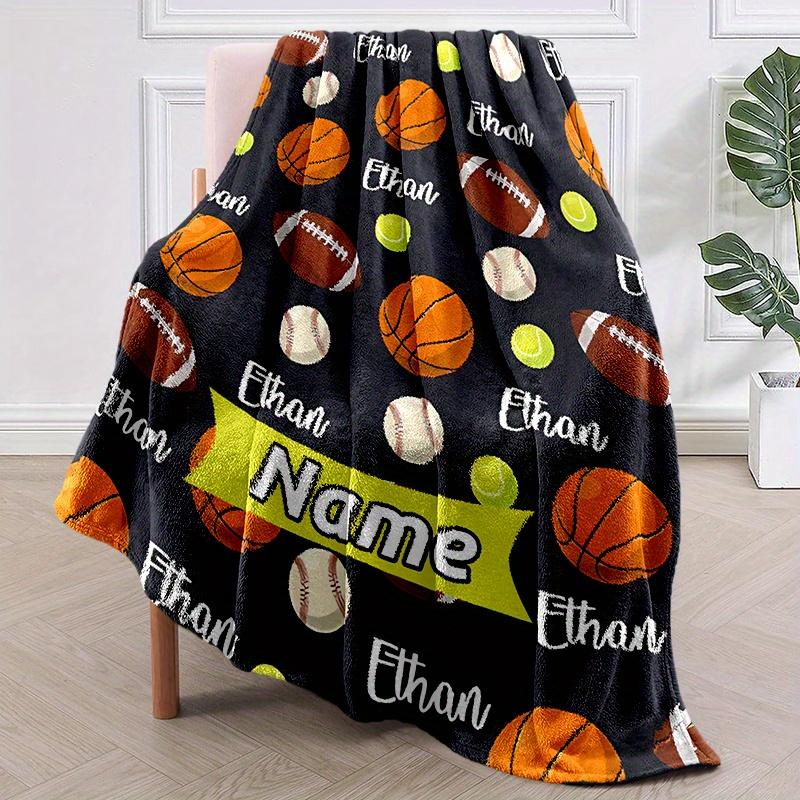 Ball Sports Ethan Shawl Blanket Personalized Name Option Soft Comfortable Stylish For Bedroom Bed Sofa Office Camping Warming Perfect Gift For All