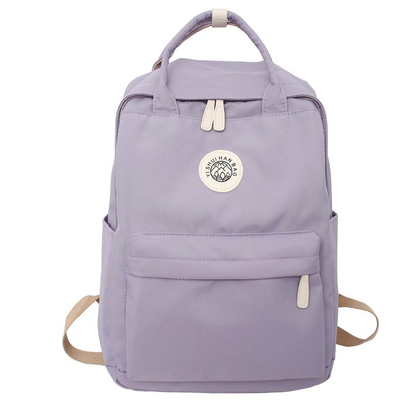 College Style Junior High School Student Schoolbag Solid Color Student Backpack Women's Nylon Backpack