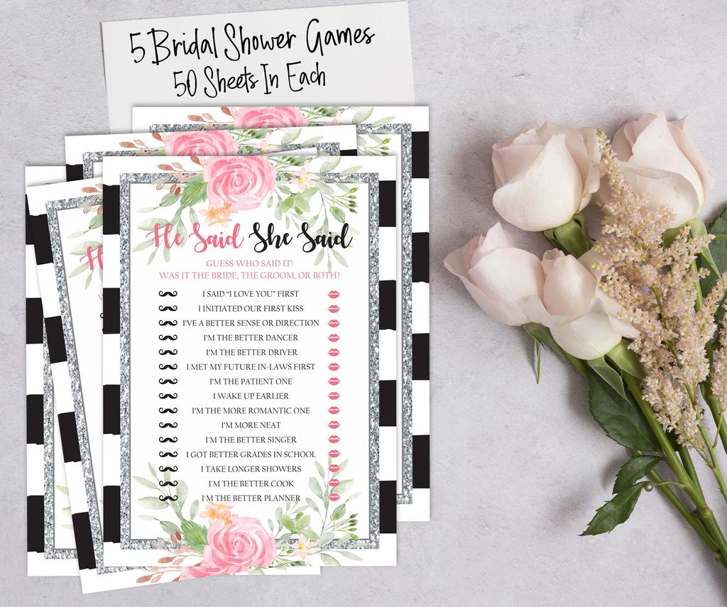 Набор игр Inkdotpot Bridal Shower из 5 штук (Мероприятия для 50 гостей) Цветочная тематика веселый набор игр для девичника