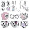Spring New Product Pink Love Butterfly Dance Heart Beaded S925 Silver Beads Fashion Diy Bracelet Accessories