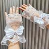 Flower Fake Sleeves Lace Short Fingerless Gloves Bridal Dress Accessory Wrist Cuffs  Lolita