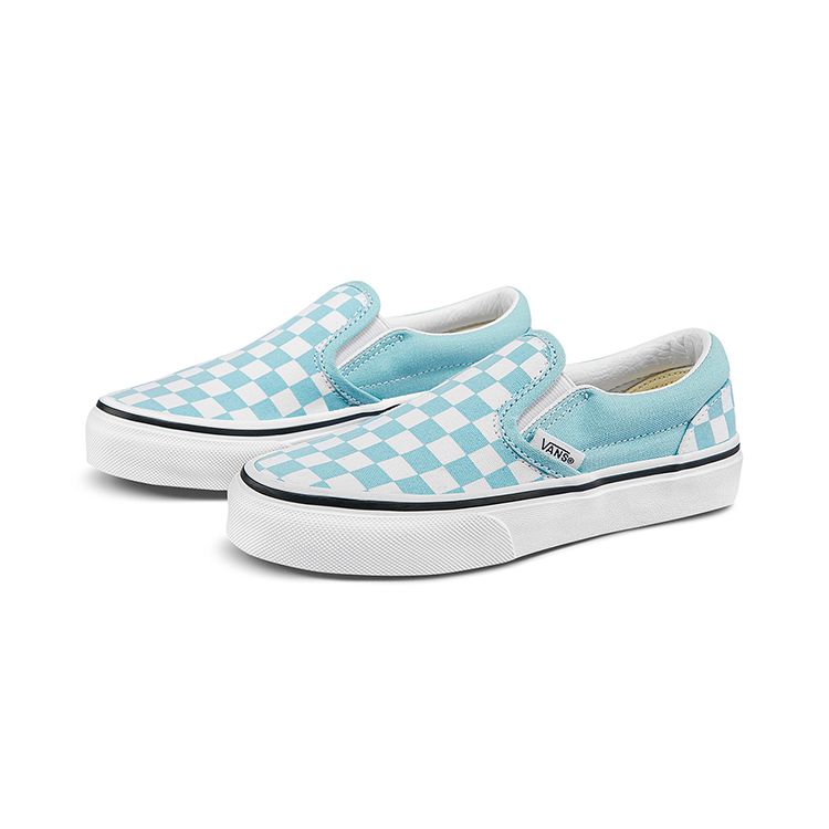 Vans Slip On Checkerboard Kids Low Top Sneakers Blue White For Little Kids VN0A5KXM7TC