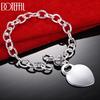 925 Sterling Silver Heart Pendant Bracelet Gift Wedding Jewelry