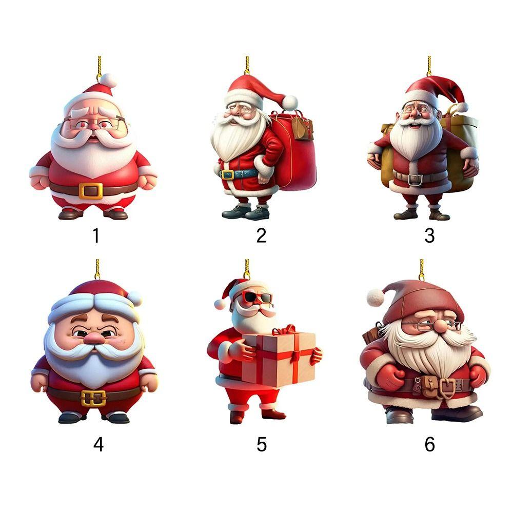Акриловый мультфильм Санта-Клаус, разноцветные подвески, подарочные рождественские украшения