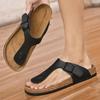 Модные шлепанцы с перемычкой между пальцами Удобные летние пляжные кожаные шлепанцы Мужские Высококачественная нескользящая подошва Уличные шлепанцы
