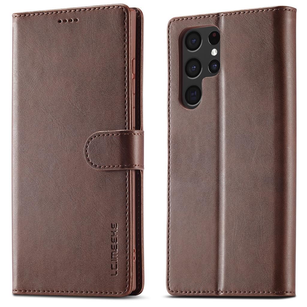 LC.IMEEKE For Samsung Galaxy S24 Ultra Case Drop-resistant Stand Leather Phone Shell Cover