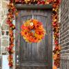Pumpkin Wreath Sunflower Maple Leaf Decor Artificial Garland Seasonal Atmosphere Thanksgiving Harvest Festival Decor