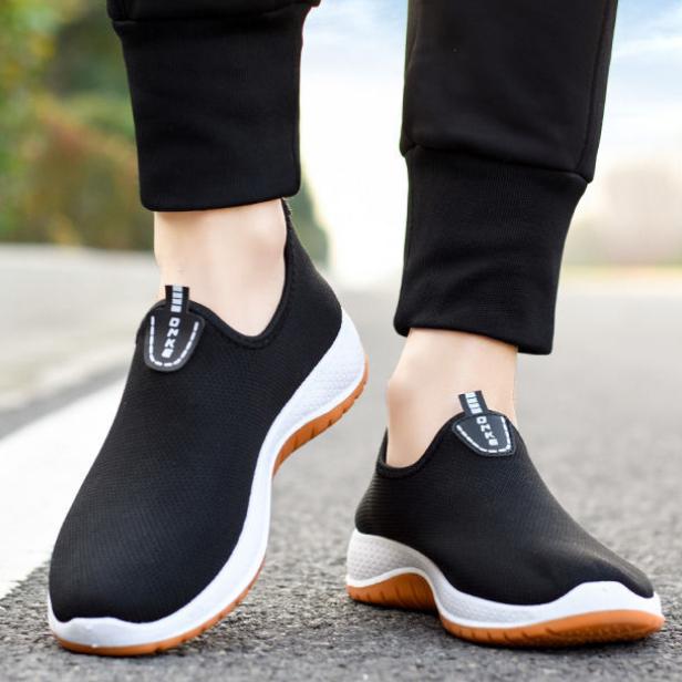 Мужская повседневная обувь, новая модная дышащая эластичная парусиновая обувь, удобные прогулочные туфли на плоской подошве, кроссовки