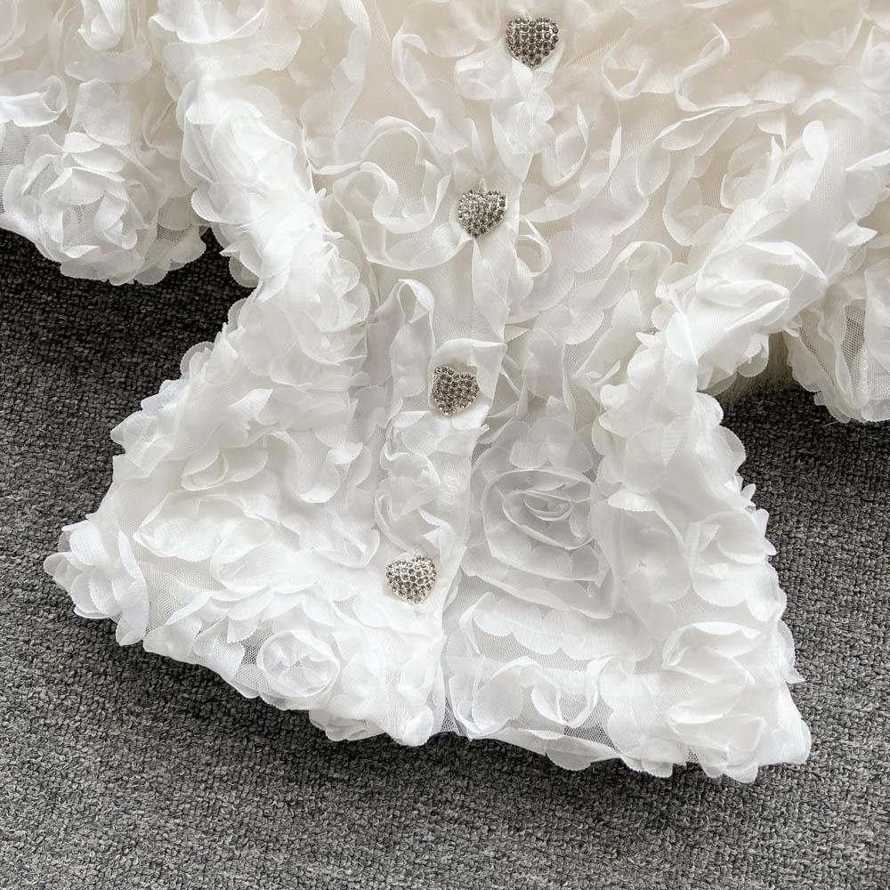 RUGOD Короткая темпераментная рубашка Niche Design Sense Mesh Flower, женская новая летняя тонкая однобортная универсальная рубашка