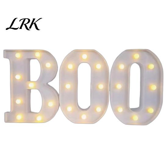 Светящиеся буквы 3 шт. Хэллоуин Boo со светодиодной подсветкой, для помещений, долговечный пластик, светящийся знак BOO для дома, кухни, камина, вечеринки