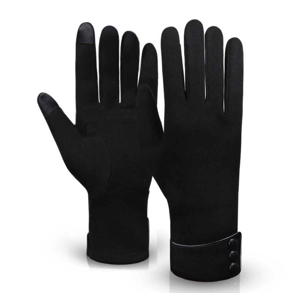 Simple Velvet Gloves Five Finger Cycling Driving Gloves Full Finger Mittens  Girls
